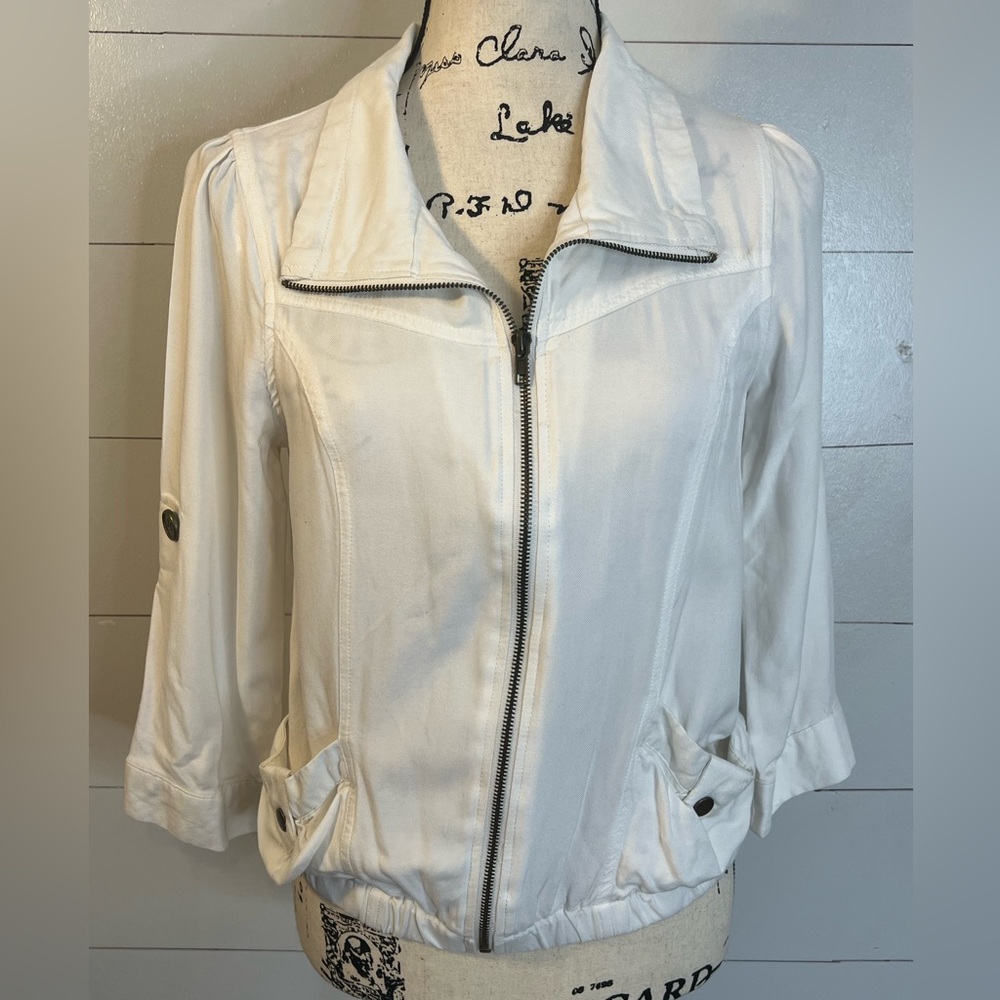 POETRY WHITE ZIP UP JACKET SZ L